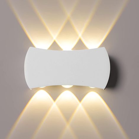 Applique murale LED intérieure 6 W, 1200 lm, étanche IP65, applique murale extérieure, applique murale moderne en aluminium, blanc chaud 3000 K 【Blanc】 (1/5)