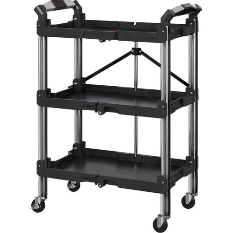 Carrito plegable para herramientas de 3 niveles con ruedas, negro, carga 68 kg, MODENUIT (1/5)