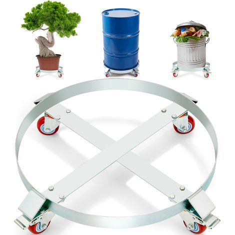 VEVOR Porte-Fut 250 L Chariot a Baril Capacite de Charge 454 kg Plateau Roulant avec 4 Roulettes Pivotantes Cadre Acier Socle Rouleur Outil pour Manutention Futs Tambours Bidons Huile Entrepots Usines