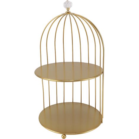 Organisateur de cosmétiques en forme de cage à oiseaux, doré, gain de place, en fer, unique et multifonctionnel, présentoir à maquillage double couche pour salle de bain (1/5)