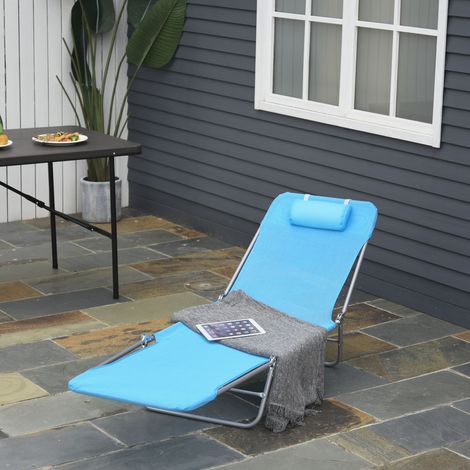 Chaise longue pliante dossier inclinable coussin - Dimensions: 182x56x24,5cm
