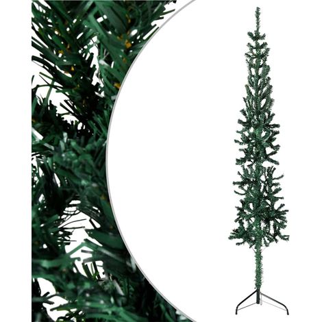 Demi Sapin de Noël Arbre de Noël artificiel mince avec support Vert 180 cm (1/5)