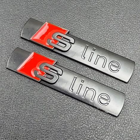(Noir mat, lot de 2) 2 emblèmes S-Line en métal 3D, autocollants pour ailes de voiture, compatibles avec Audi A1, A2, A3, A4, A5, A6, A7, Q2, Q3, Q5, Q7, SQ5, RS5 et TT. Accessoires (1/4)