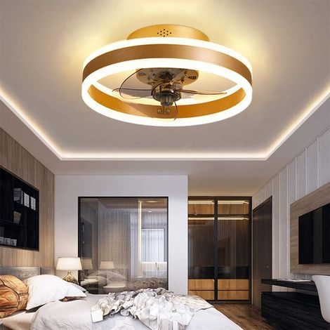 Reversible Plafonnier Ventilateur Silencieux Telecommande 6 Vitesses Chambre Ventilateur de Plafond Avec Lumiere Moderne Salon Φ40cm 24W Dimmable Led Ventilateur de Plafond,D'or [Classe énergétique A+ (1/5)