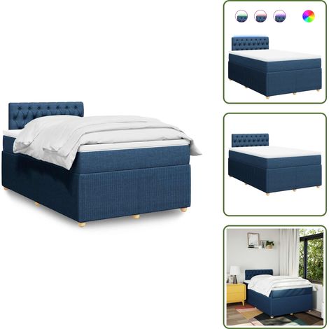 The Living Store Giroletto a Molle con Materasso Blu 120x190 cm in Tessuto - Materasso a molle insacchettate