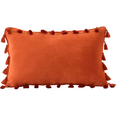 Housse de coussin à pompons style bohème, douce et décorative, carrée, confortable et moderne, pour canapé, lit ou chaise. (1/5)