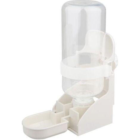 Pair Bouteille d'eau pour cage pour chien, distributeur d'eau portable 2 en 1, 500 ml, utilisé pour l'eau douce, fontaine automatique amovible pour chats (Blanc) (1/3)