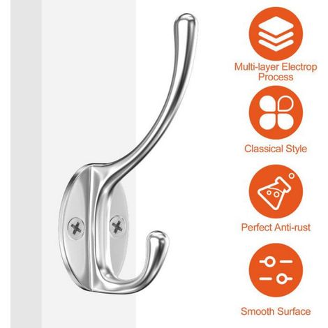 12Pcs Patère Porte Manteau Murale Vintage Crochet Uniques Métal De Porte Chapeau Crochet Rétro Inox avec Vis pour la maiso (Argent) (1/5)