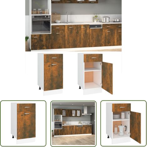 The Living Store Unterschrank mit Schublade Räuchereiche 40x46x81,5 cm - Unterschrank - Küche - Küchenschrank - Holzküche - Holzschrank (1/5)