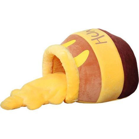 Panier de couchage pour chat en forme de pot de miel, grotte confortable et chaude pour animaux de compagnie, maison douillette pour chaton (1/5)