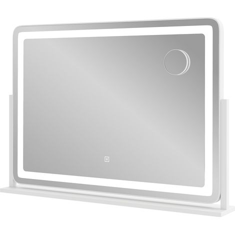 COSTWAY Vanity Mirror 80 x 55 CM Large Makeup Mirror with Lights-White (1/5)