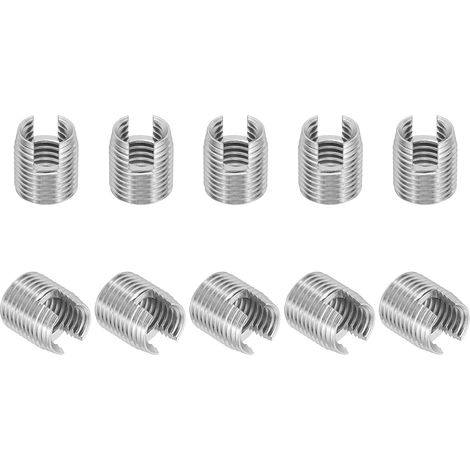 Insert Fileté Auto-Taraudeurs, 10 Pcs M12 x M16 x 18mm Acier Inoxydable 303 Filetage Adaptateur Réducteur Vis à Fente Inserts de Réparation Écrous Manchon (1/5)