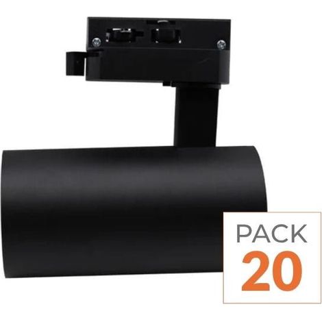 Spot LED sur Rail Triphasé CCT 20W 60° Noir - 3000K/4000K/6500K (Pack de 20) - SILAMP