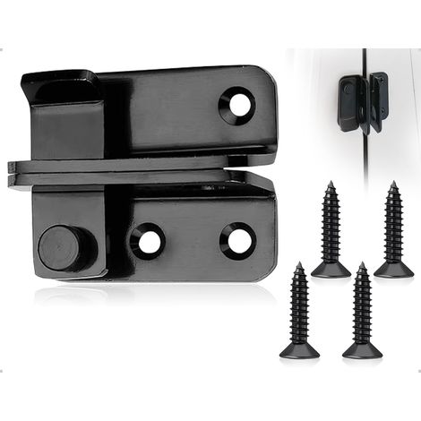 Serrure de porte 2 pièces, serrure verrouillable en acier inoxydable, serrure d'ouverture à gauche, serrure de porte, serrure de fenêtre, chaîne de porte avec vis de trou de verrouillage (noir) (1/5)