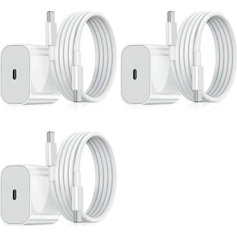 Chargeur rapide Samsung 20 W avec câble USB-C, kit de charge USB-C PD blanc (lot de 3) Samsung (20 W blanc) (1/5)