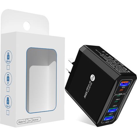 25-W-PD-Multi-USB- und Multi-PD-Netzteil, 55-W-Schnellladegerät für Mobiltelefone, kompatibel mit USEUAKS QC3.0 (1/5)