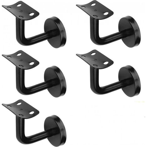 5pcs Supports de Main Courante d'Escalier Noir, Supports de Rampe d'Escalier, en Acier Inoxydable, 60x80 mm, Pour Rampes d'Escalier Intérieures et Extérieures (1/5)