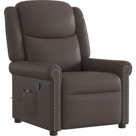 Fauteuil de massage, marron, en similicuir brillant (1/5)