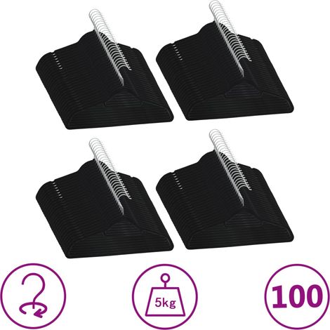 Juego de perchas ropa 100 uds antideslizantes terciopelo negro