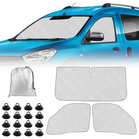 Pare-Soleil de Pare-Brise de Voiture Compatible avec Dacia Dokker 2015-2025, Lot de 3 Pliables Pare-Soleil pour Intérieur de Voiture, Tapis Thermiques Internes avec Sac de Rangement,2015-2025 3 Pièces (1/5)