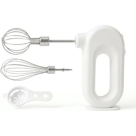 Mixeur plongeant sans fil rechargeable avec 4 vitesses et 2 accessoires - Blanc, rechargeable par USB, format vertical (1/5)