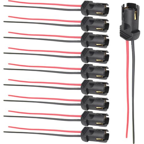 10 Pièces Voiture Cale Ampoule Douille, T10 Connecteur Douille, Ampoules LED Prises Adaptateur Connecteur Faisceau Pré Câblé Voiture, Ampoule Douille Connecteur LED Base Voiture Camion Bateau (1/5)