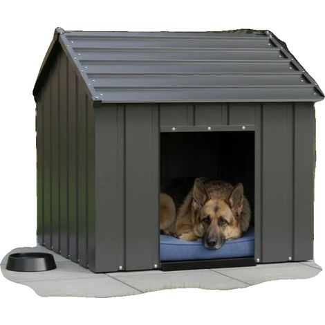 Caseta para perros, resistente a la intemperie, diseño elevado, verde militar (1/2)