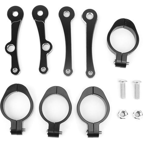 Support de phare vintage pour moto – Pince de fixation fourche 39–41 mm, compatible Honda, aluminium anodisé noir (1/5)