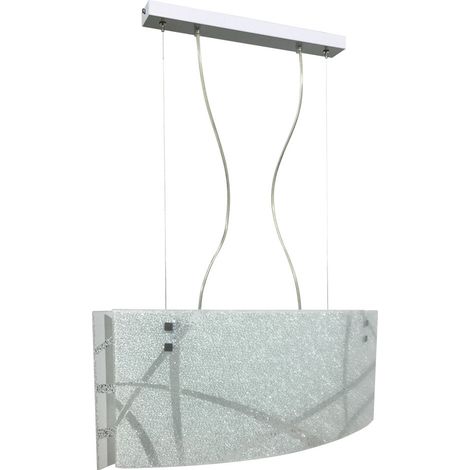 Sospensione 2xE27 Montatura Bianco Vetro Lastra Diamantino Bianco E-Energy Cloe (1/2)
