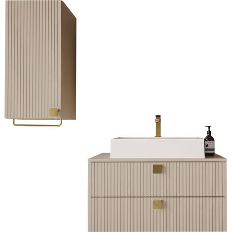 Conjunto de mueble de baño Panium I, De color marrón claro