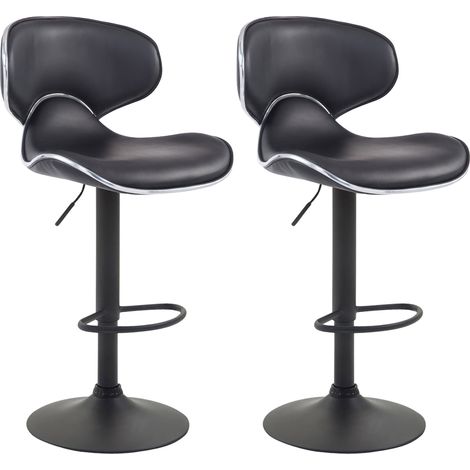 2er Set Barhocker Las Vegas Kunstleder schwarz schwarz