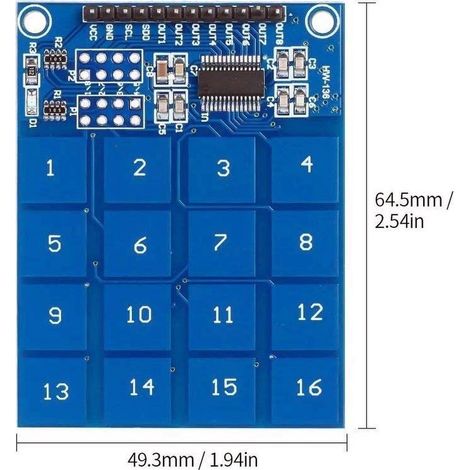 TTP229 Módulo de interruptor táctil capacitivo de 16 canales Módulo de sensor táctil digital Interruptor de sensor táctil Tablero PCB para arduino (1/5)