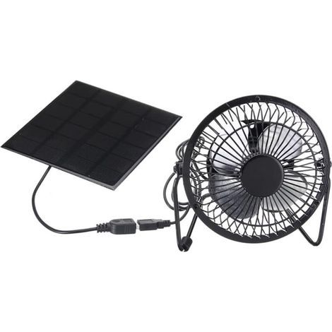 Ventilateur solaire USB - idéal pour les petits poulaillers, serres, niches pour animaux, etc. - 1 pièce, noir (1/5)