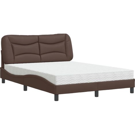 vidaXL Letto con Materasso Hvar Marrone 140x190cm in Similpelle (1/5)