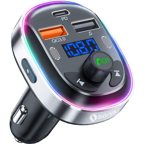 ZOLGINAH Bluetooth 5.3 Transmisor FM, 30W PD & QC 3.0 El adaptador Bluetooth para automóvil admite llamadas manos libres, admite Siri Google Assistant (1/4)
