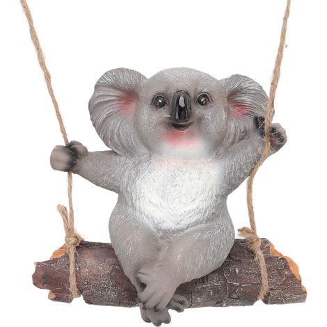 Statue de koala en résine synthétique, sculpture swing décorative pour jardin, ornement cartoon extérieur accessoire (1/5)