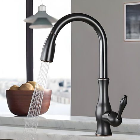 Robinet de cuisine en cuivre – Rotation 360° – Double mode de sortie d'eau – Aérateur haute qualité pour sortie douce – Installation facile (1/5)