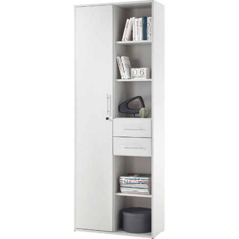 Armoire Sonra 1 porte, 2 tiroirs &amp 5 niches - gris clair (1/2)