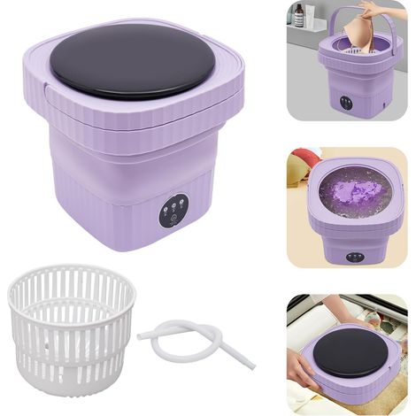 6l Mini machine à laver, 40W 36db, pliant maison portable machine à laver, sous - vêtements chaussettes vêtements pour bébés gants de serviette (violet)