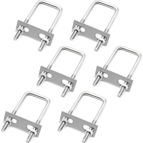 6 Pièces Boulons en U M8 40 100 mm Carré U-Boulons En 304 Acier Inoxydable U Pince Boulon pour Fixation de Tube et Bateau Remorque (1/5)