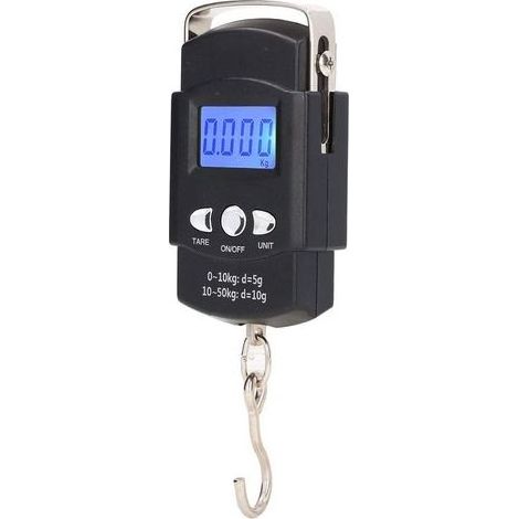Balance électronique à Crochet, Balance de Pêche à Suspendre Numérique LCD 50 Kg, avec Ruban à Mesurer Dissimulé de 1 Mètre, pour Peser Les Bagages, Faire Les Courses, Pêcher, Unité de Mesure (1/5)