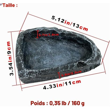 Bol Gamelle Terrarium accessoires tortue bol d'eau reptiles gamelle bol à boire terrarium napperon accessoire serpent tortue gecko rond carré (1/3)