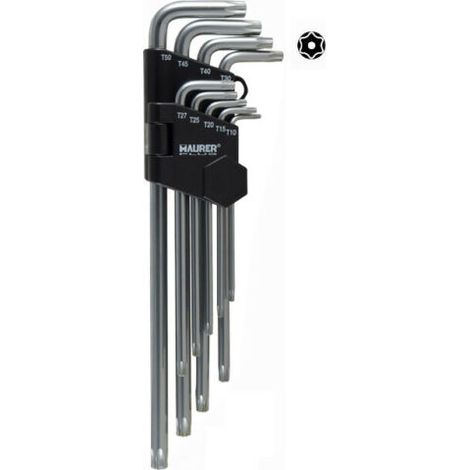 SERIE CHIAVINI TORX LUNGHI PZ 9 MAURER T10-T15-T20-T25-T27-T30-T40-T45-T50 22144