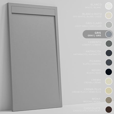 SOULHOME Duschwanne - Mineralguss & Gel Coat - Stein-Struktur - Rutschfest - Grau - 160X70- Extraflach 3cm - Inklusive Ablassventil - Minimalistisches Design