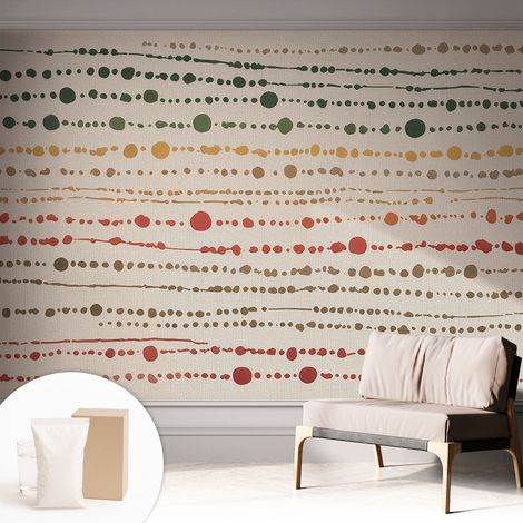 Papier peint intissé décoratif avec colle pour salon chambre et bureau Installation rapide Points colorés 312x219 cm (1/5)