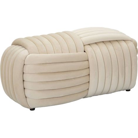 Dmora - Panca Calcea, Panchina multiuso, Seduta per ospiti, Cassapanca multifunzione, 90x45 h45 cm, Crema (1/5)
