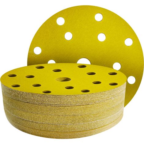 50 Pièces Disques abrasifs de 150 mm, Grain 180 - Disque a poncer 150mm 15 trous pour Ponceuse Excentrique 150mm (1/5)