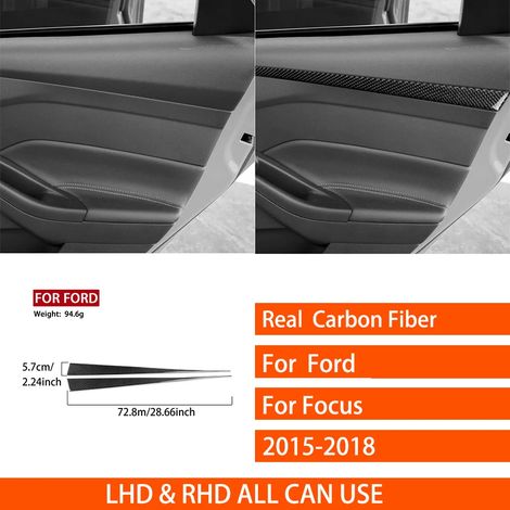 -25 Convient pour Ford Focus SE RS ST Ecoboost 2015-2018. Autocollants décoratifs en véritable fibre de carbone pour autoradio central, lecteur CD et panneau de porte. (1/4)