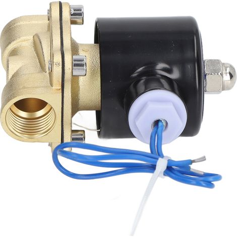 Électrovanne 2W Normalement Fermée, Corps en Laiton, Noyau Cuivre, Bobine Électrique pour Eau Gaz Huile, 1/2 Pouce DC12V (1/5)