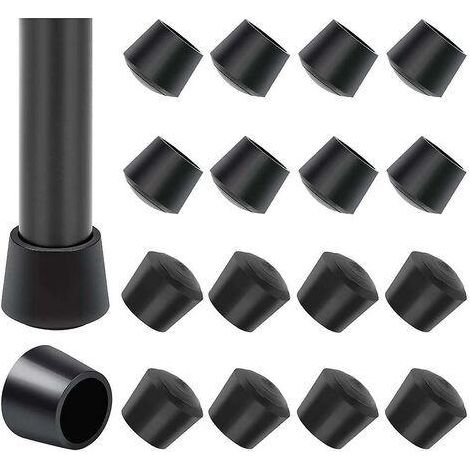 16 Paquet Embouts De Protection De Chaise, Embout Pied De Chaise Caoutchouc Pied De Chaise Protection Embouts, Diamètre Intérieur - 1 Pouce / 25 Mm, Noir
